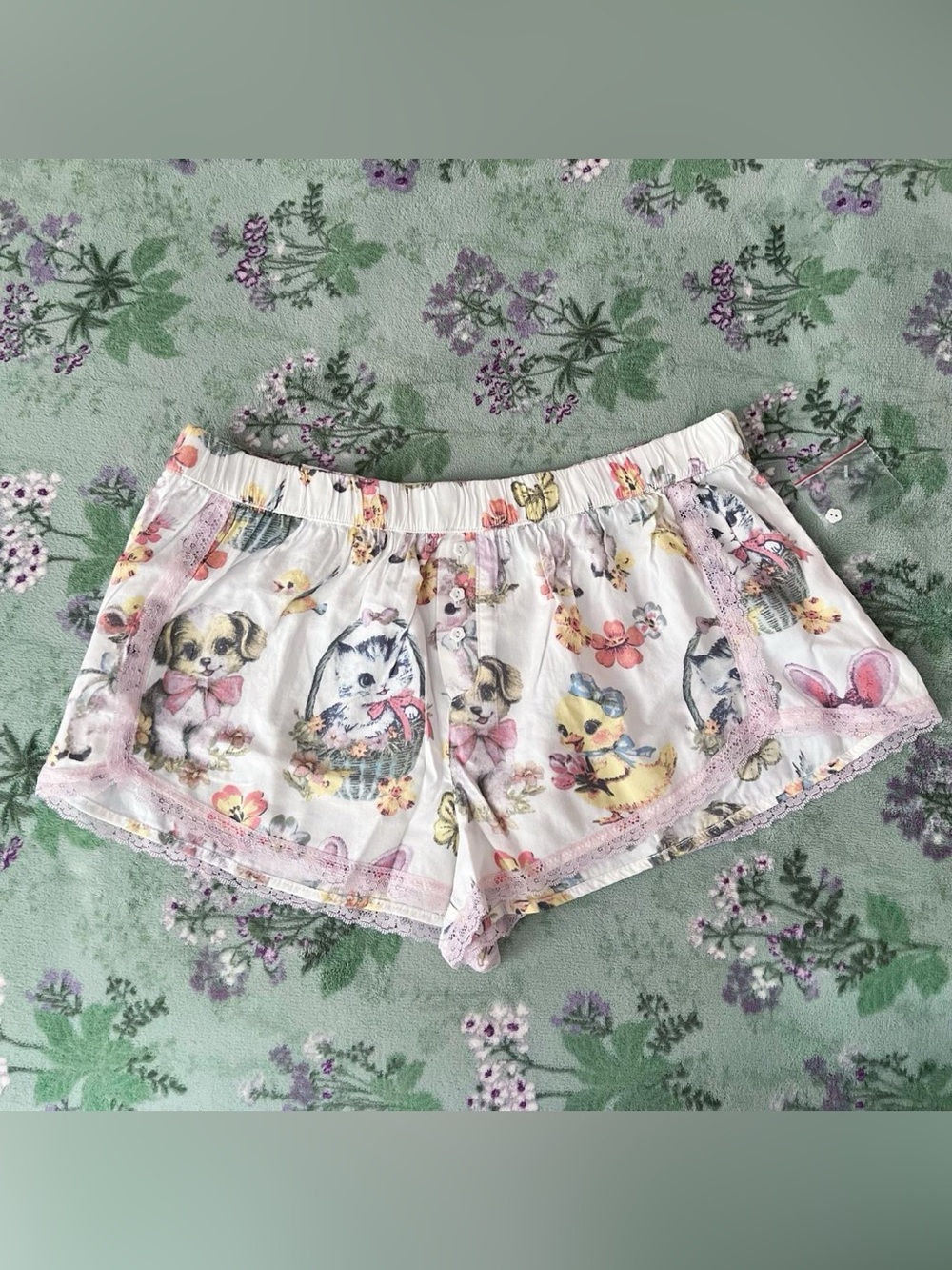 Urban Outfitters Out From Under Pillow Pretty Animal Party Lace Trim Boxer Short